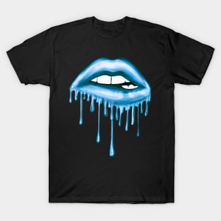 Metallic Dripping Blue Lips T-Shirt